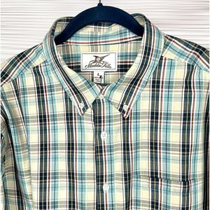 NWT New Madda Fella Cotton Plaid Long Sleeve Casual Button Down Oxford Shirt L